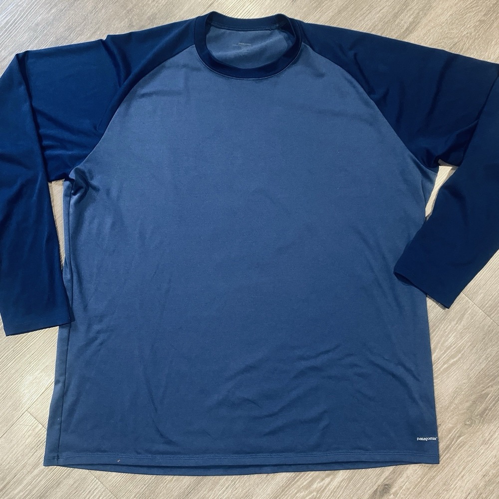 Patagonia Mens XXL Blue Raglan Long‎ Sleeve Performance Moisture Wicking Shirt - Picture 6 of 6